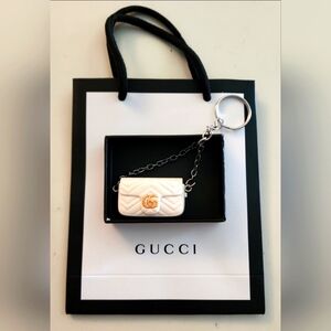 GUCCI Key Chain Collectible Novelty Trinket White Shoulder Bag Purse